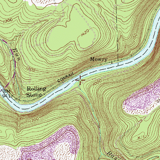 Topographic Map of Basin Run, PA