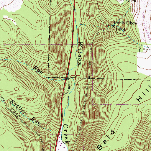 Topographic Map of Basswood Run, PA