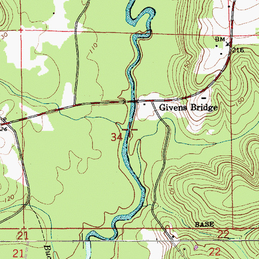 Topographic Map of Crooked Creek, AL