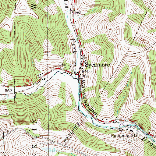 Topographic Map of Bates Fork, PA