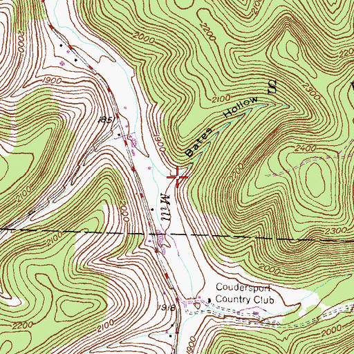 Topographic Map of Bates Hollow, PA