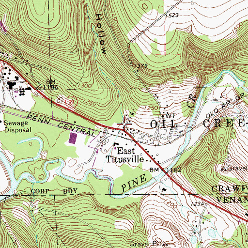 Topographic Map of Bates Hollow, PA