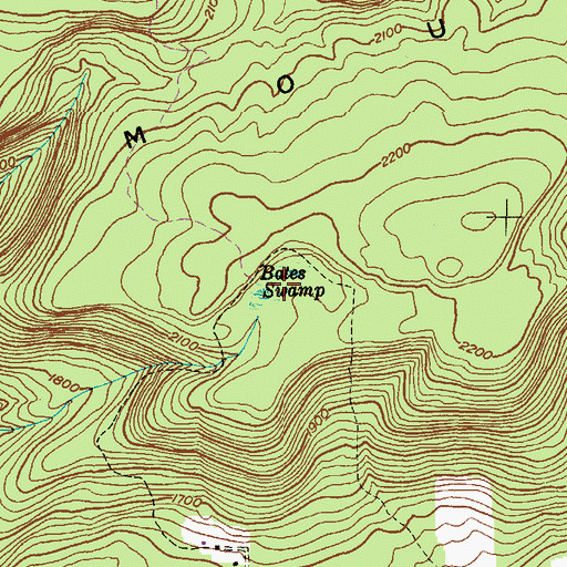 Topographic Map of Bates Swamp, PA
