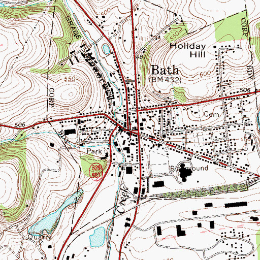 Topographic Map of Bath, PA