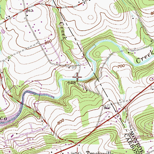 Topographic Map of Bauer Creek, PA