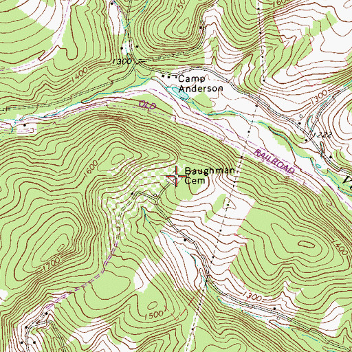 Topographic Map of Baughman Cemetery, PA