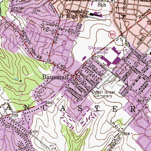 Topographic Map of Bausman, PA