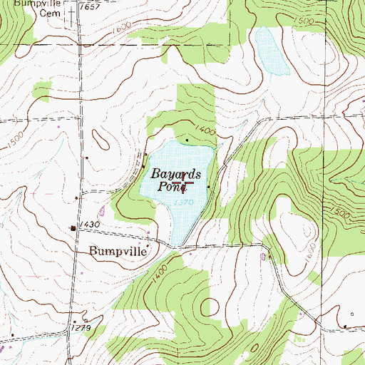 Topographic Map of Bayards Pond, PA