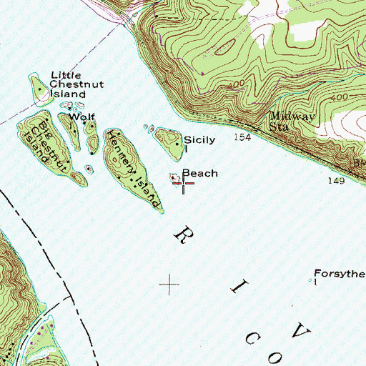Topographic Map of Beach, PA