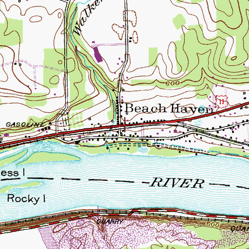 Topographic Map of Beach Haven, PA