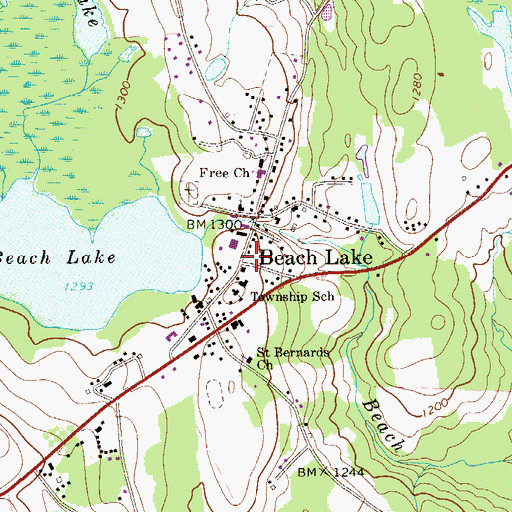 Topographic Map of Beach Lake, PA