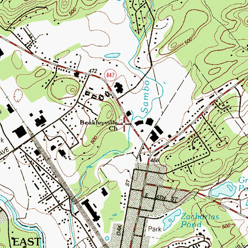 Topographic Map of Beakleyville Church, PA