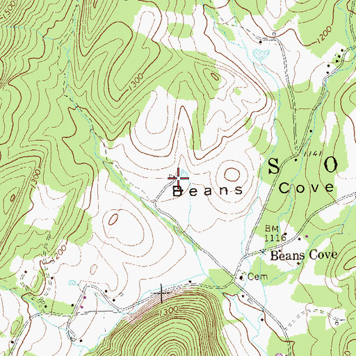 Topographic Map of Beans Cove, PA