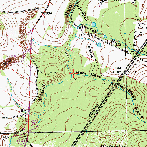 Topographic Map of Bear Cave Hollow, PA