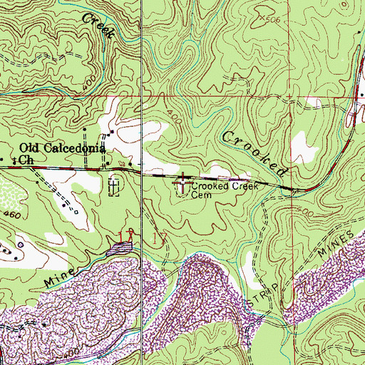 Topographic Map of Crooked Creek Cemetery, AL