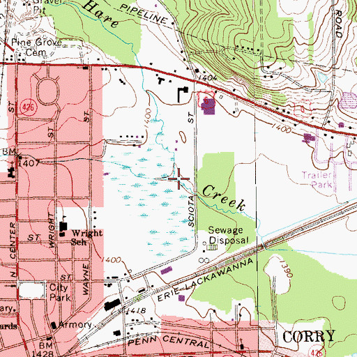 Topographic Map of Bear Creek, PA