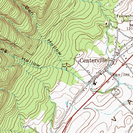 Topographic Map of Bear Den Hollow, PA