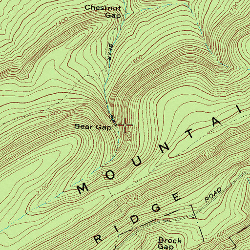 Topographic Map of Bear Gap, PA