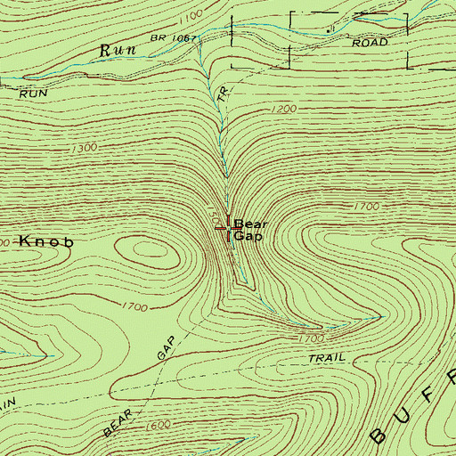 Topographic Map of Bear Gap, PA