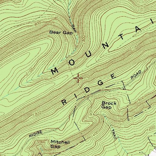 Topographic Map of Bear Gap Trail, PA