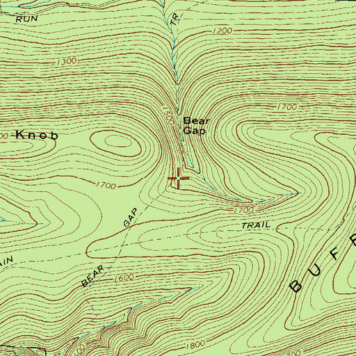 Topographic Map of Bear Gap Trail, PA