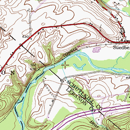 Topographic Map of Bear Hole Run, PA