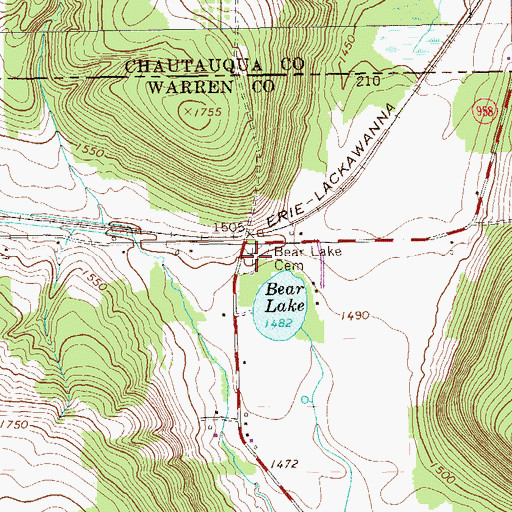Topographic Map of Bear Lake Cemetery, PA