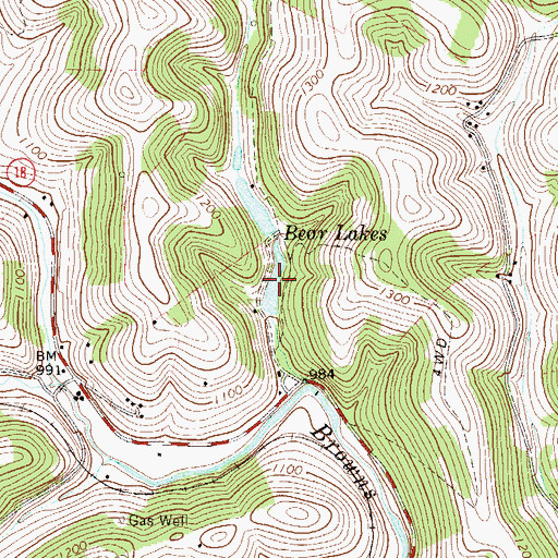 Topographic Map of Bear Lakes, PA