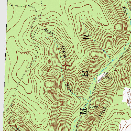 Topographic Map of Bear Lodge Trail, PA