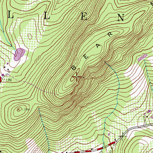 Topographic Map of Bear Mountain, PA