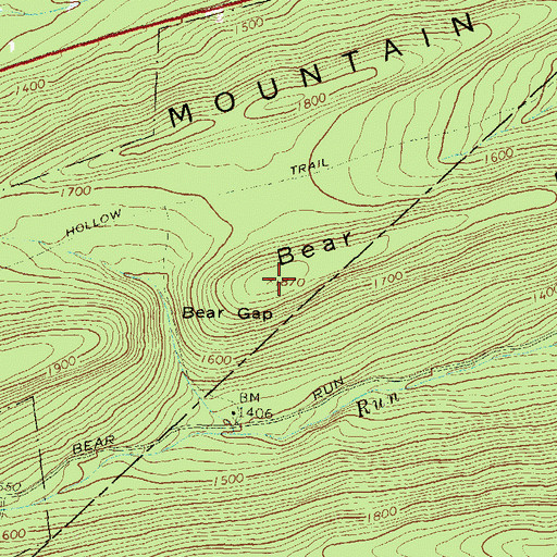 Topographic Map of Bear Mountain, PA