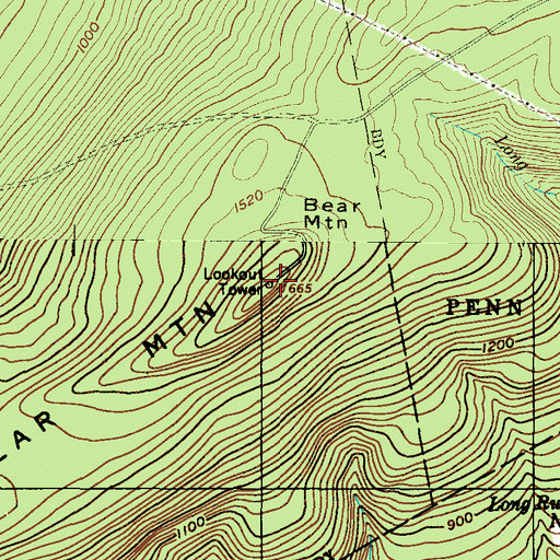 Topographic Map of Bear Mountain, PA