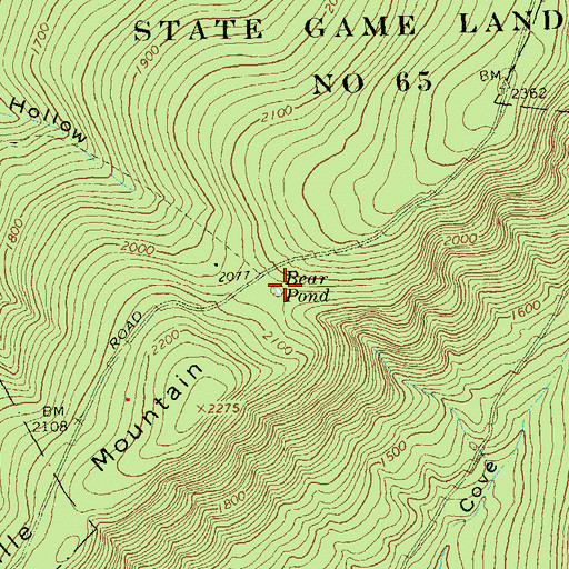 Topographic Map of Bear Pond, PA