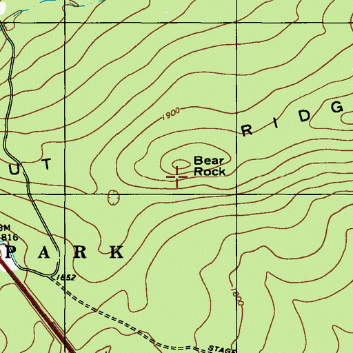 Topographic Map of Bear Rock, PA