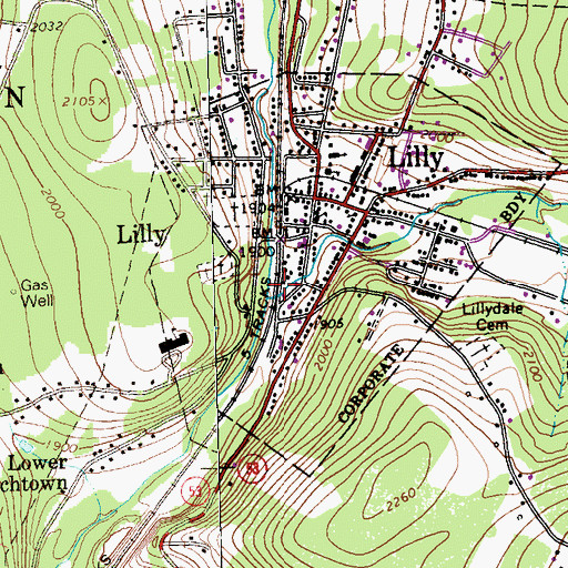 Topographic Map of Bear Rock Run, PA