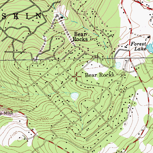 Topographic Map of Bear Rocks, PA