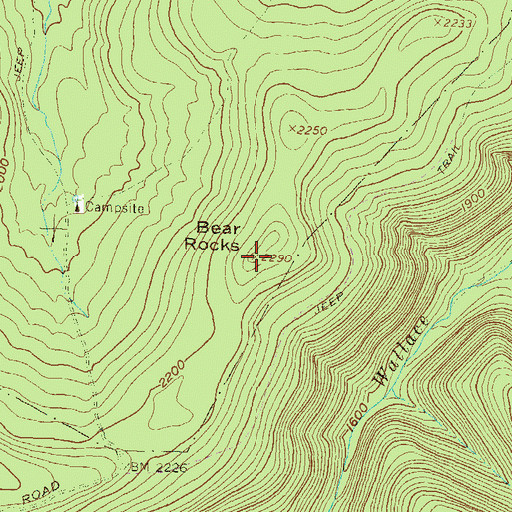Topographic Map of Bear Rocks, PA
