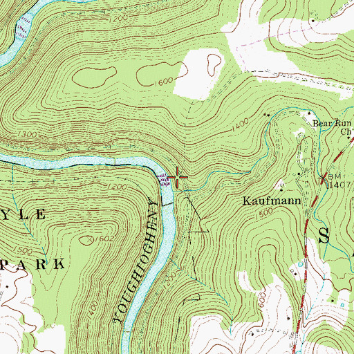 Topographic Map of Bear Run, PA