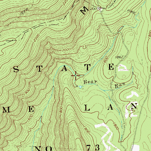Topographic Map of Bear Run, PA