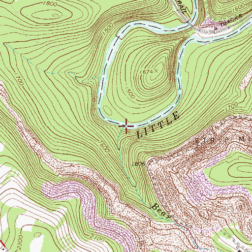 Topographic Map of Bear Run, PA