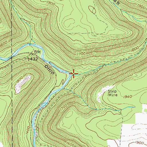 Topographic Map of Bear Run, PA