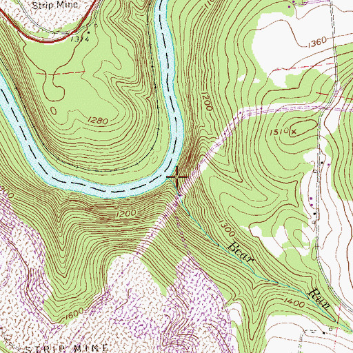 Topographic Map of Bear Run, PA