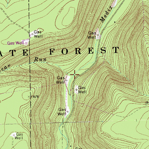 Topographic Map of Bear Run, PA