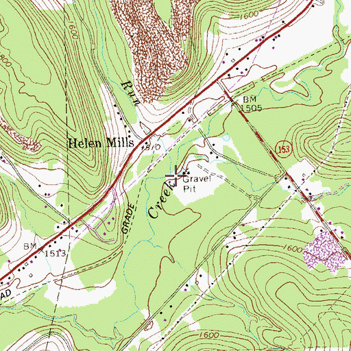 Topographic Map of Bear Run, PA