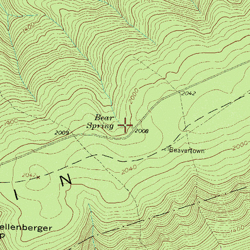 Topographic Map of Bear Spring, PA