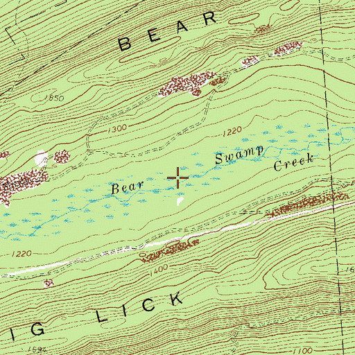 Topographic Map of Bear Swamp, PA