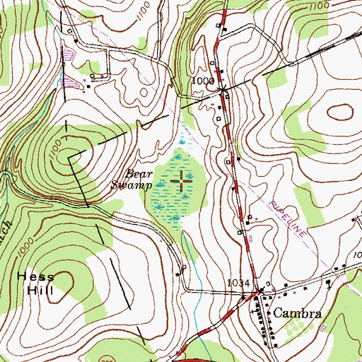 Topographic Map of Bear Swamp, PA
