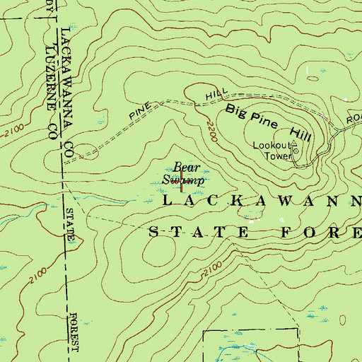 Topographic Map of Bear Swamp, PA