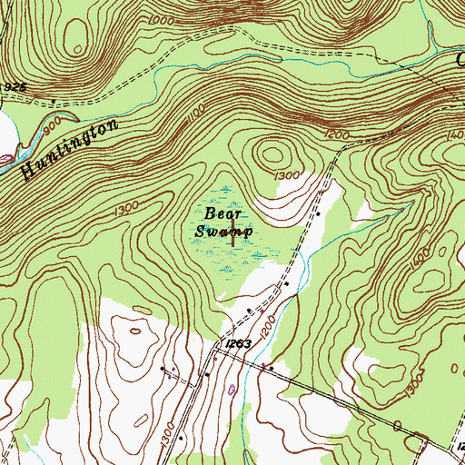 Topographic Map of Bear Swamp, PA