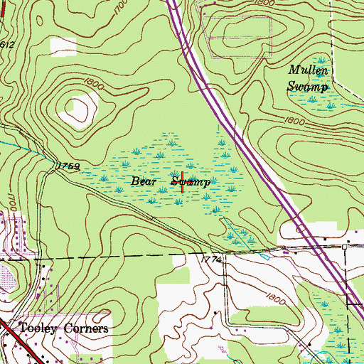 Topographic Map of Bear Swamp, PA